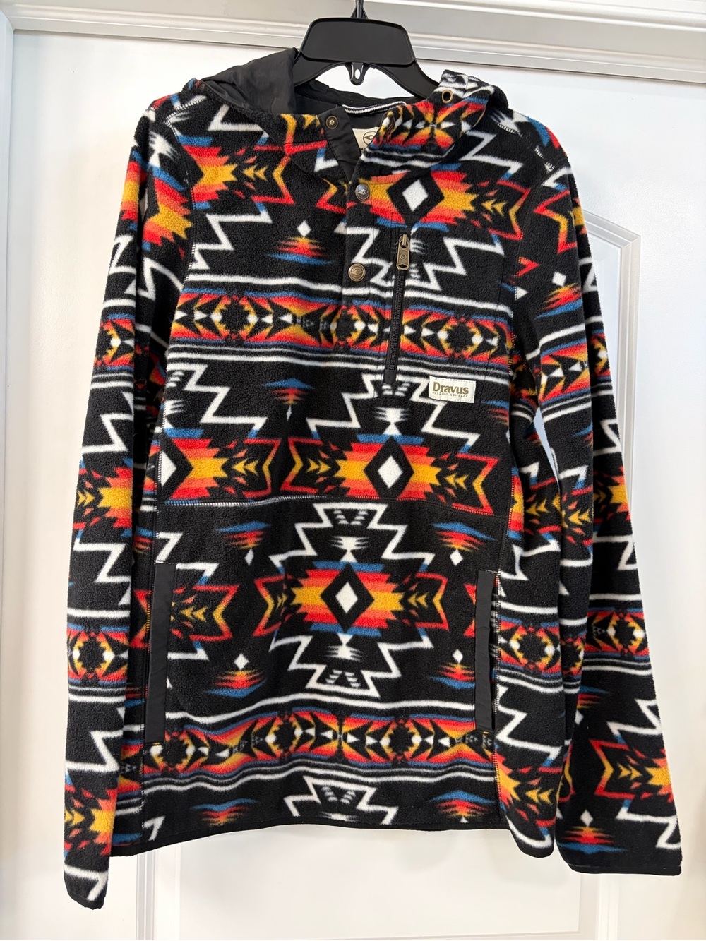 Dravus Men's Aztec Crewneck polar fleece Pullover - Multicolor Tribal Print SZ M
